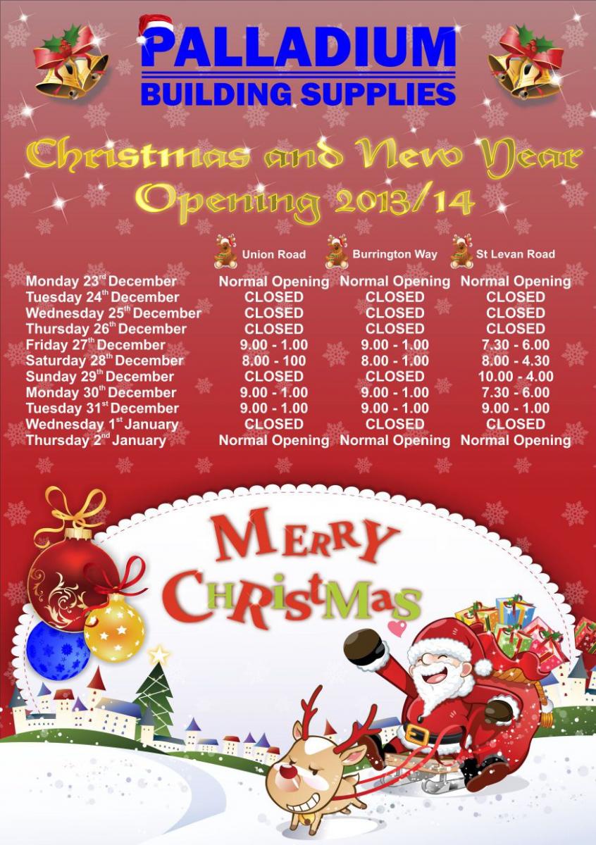 The Studio at Palladium Christmas and New Year Opening Times 2013 / 2014